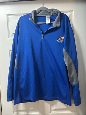 Knights Apparel Royal Blue Quarter-Zip Pullover with Gray Panels KU Jayhawks 2x